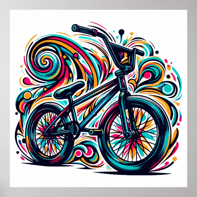 Poster coloré Bmx - Vélo Bmx - Graffiti (Devant)