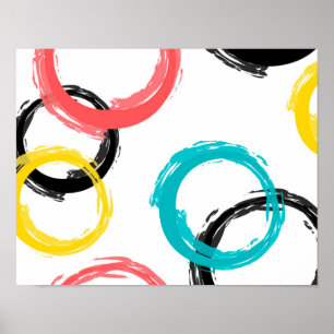 Poster Coloré, cool, moderne, tendance cercles de brosse