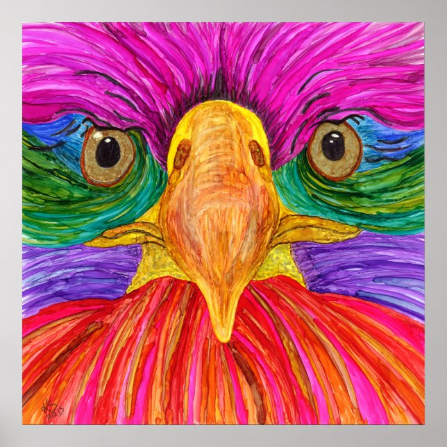 Poster coloré d'aigle à tête blanche 24x24" (Devant)