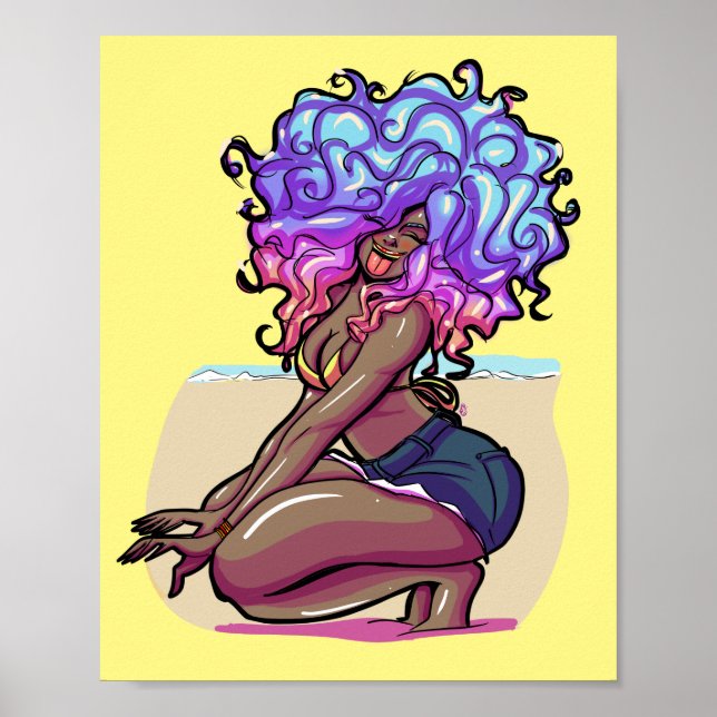 Poster coloré des cheveux bouclés (Devant)