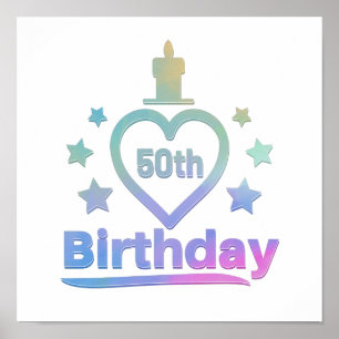 Poster coloré drôle J'aime mon design de 50e anniversaire