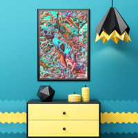 Coloré Funky Faux Faux Blur 3D Waves Art Motif