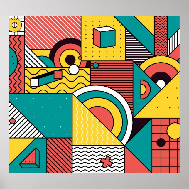 Poster Coloré géométrique : motif abstrait. (Devant)