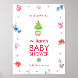 Poster Coloré Il fait froid dehors Baby Shower Bienvenue