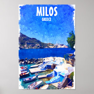 Poster Coloré Milos Grèce Travel Art