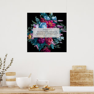 Poster Coloré moderne floral cadeau chrétien mur art