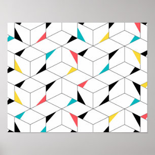 Poster Coloré, moderne, joyeux, des cubes heureux tendanc