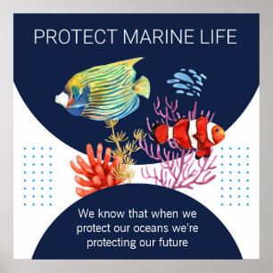 Poster Coloré Moderne Protéger Marine Vie