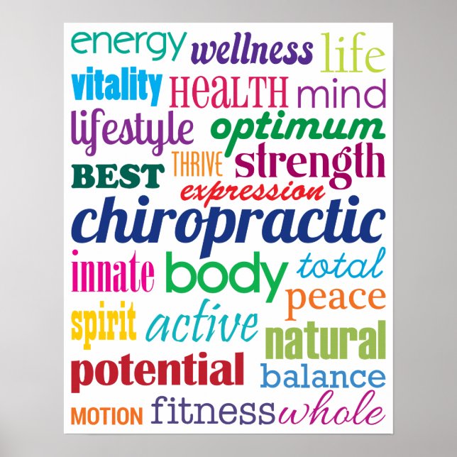 Poster Coloré Motivationnel Mot Collage Chiropratique (Devant)