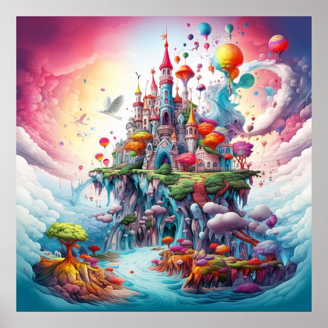 Poster Coloré mystérieux nature terre imaginaire (Devant)