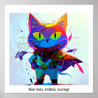 Poster Coloré Pop Art Editable Super Hero Chat
