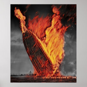 Poster Coloré sur le désastre de Hindenburg