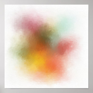 Poster Coloré tendance Art moderne Abstrait Rouge Jaune