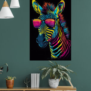 Poster coloré Zebra vibrant et frappant