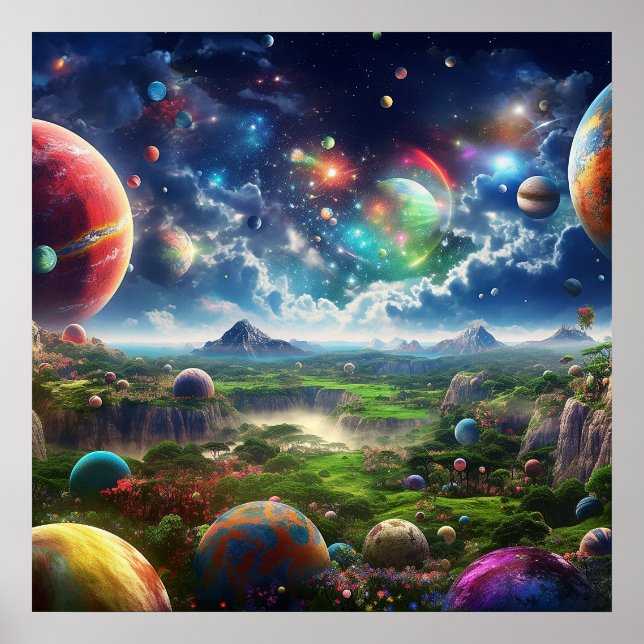 Poster Colorée Enigmatique Mystérieux Imaginaire Nature T (Devant)