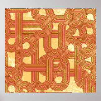 Poster Colorée Géométrique Vintage Abstrait.