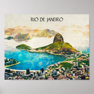 Poster Colorée Rio de Janeiro Brésil Ville Peinture