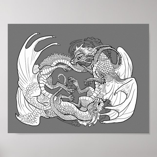 Poster Colorez vos propres dragons enjumelés (Devant)