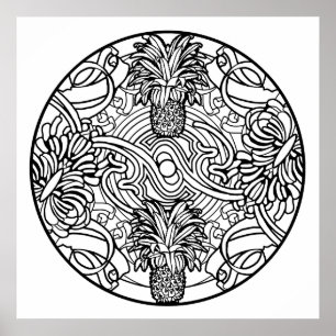 Poster Colorez votre propre ananas Mandala Coloriage Post