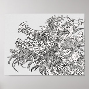 Poster Colorez votre propre dragon d'enchantement