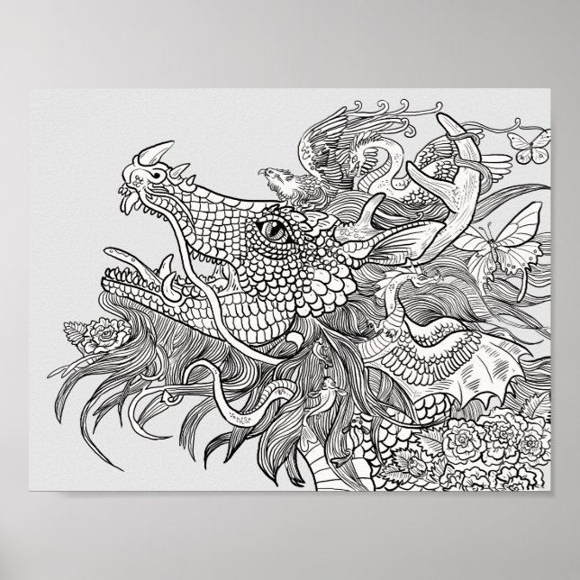 Poster Colorez votre propre dragon d'enchantement (Devant)