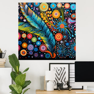 Poster Colorful Bright Psychedelic BOHO Abstrait