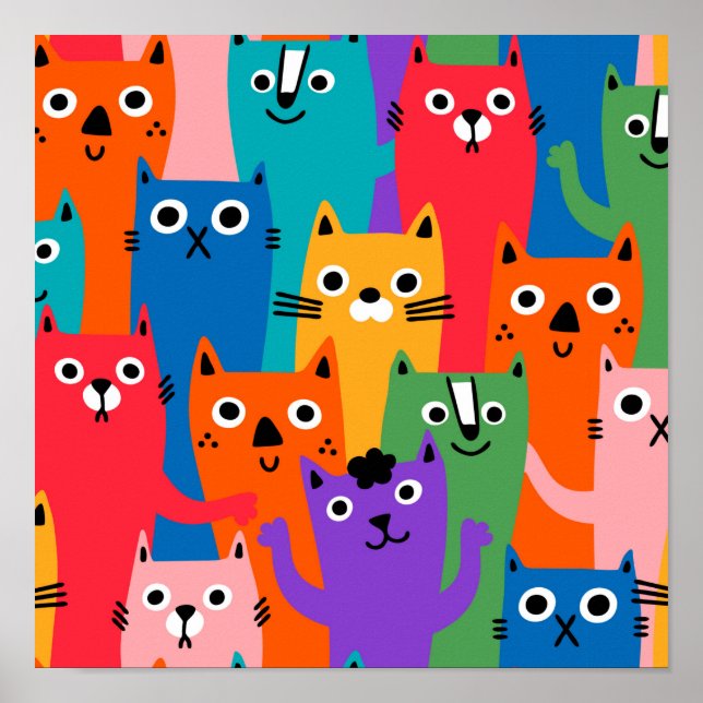 Poster Colorful cats (Devant)