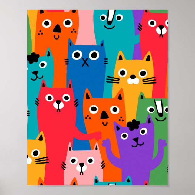 Poster Colorful cats (Devant)