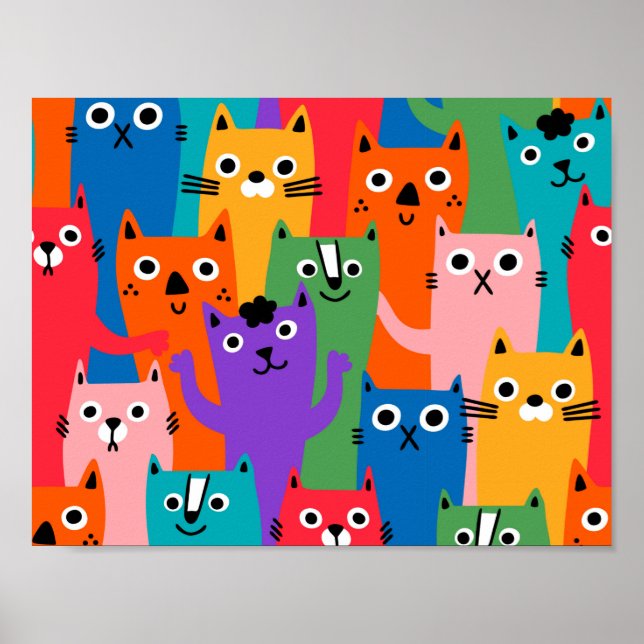 Poster Colorful cats (Devant)