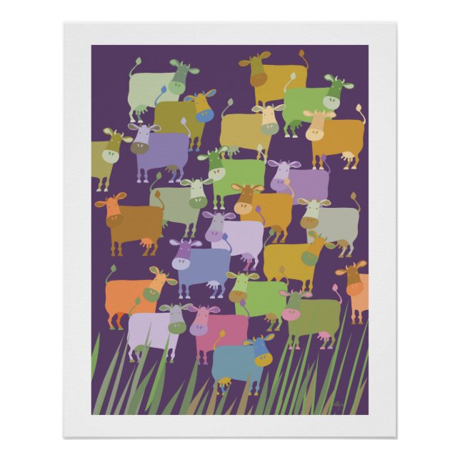 Poster colorful cows (Devant)