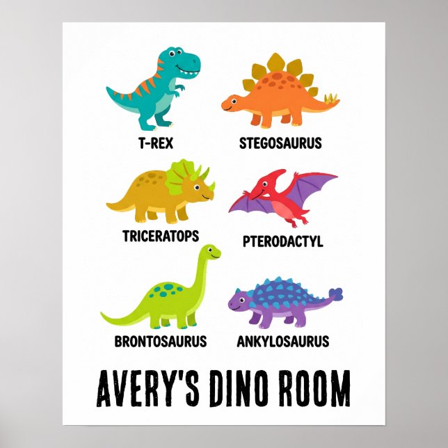 Poster Colorful Educational Dinosaurs Kids Room (Devant)