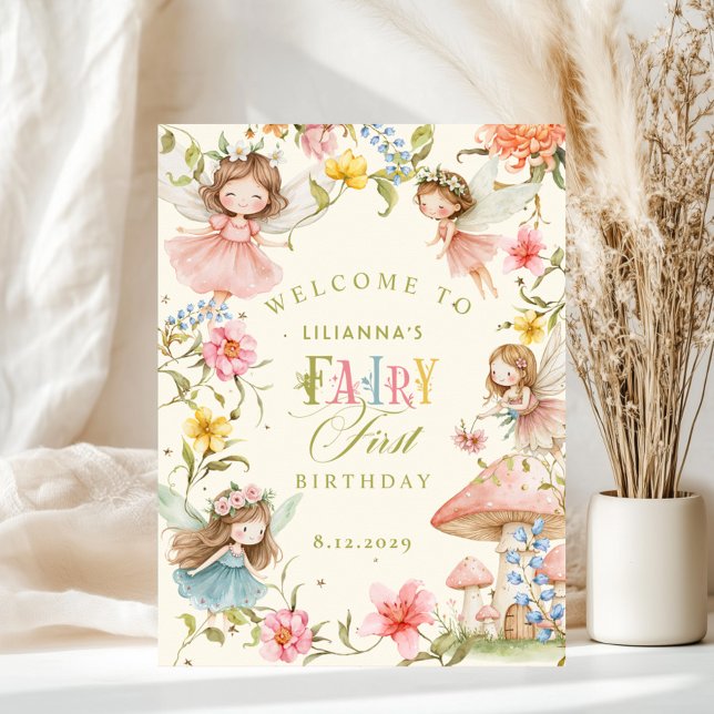 Poster Colorful Fairy First Birthday Enchanted Welcome (Créateur téléchargé)