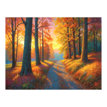 Colorful Forest Flowers and Fall Colors Art