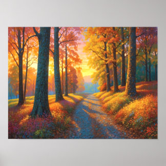 Poster Colorful Forest Flowers and Fall Colors Art