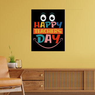 Poster Colorful Happer Teachers Day Drôle Visage