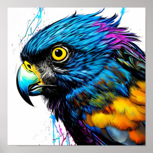 Poster colorful hawk bird art