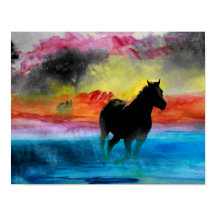 Poster Colorful Horse Runin Water
