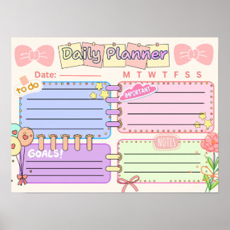 Poster colorful kawaii  daily planner