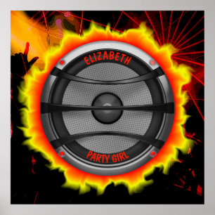 Poster Colorful Loud Music Speaker Dancing Party