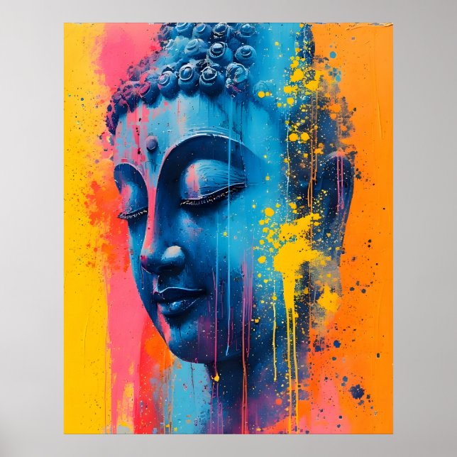 Poster Colorful Modern Art - Gautama Buddha Painting (Devant)