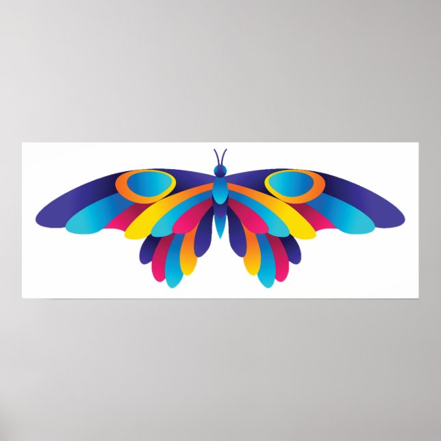 Poster Colorful Modern Butterfly Vibrant Wings (Devant)