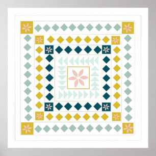 Poster Colorful Modern Geometric Medallion Art Design