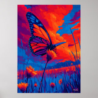 Poster Colorful Monarch Butterfly Expressionist Wall Art