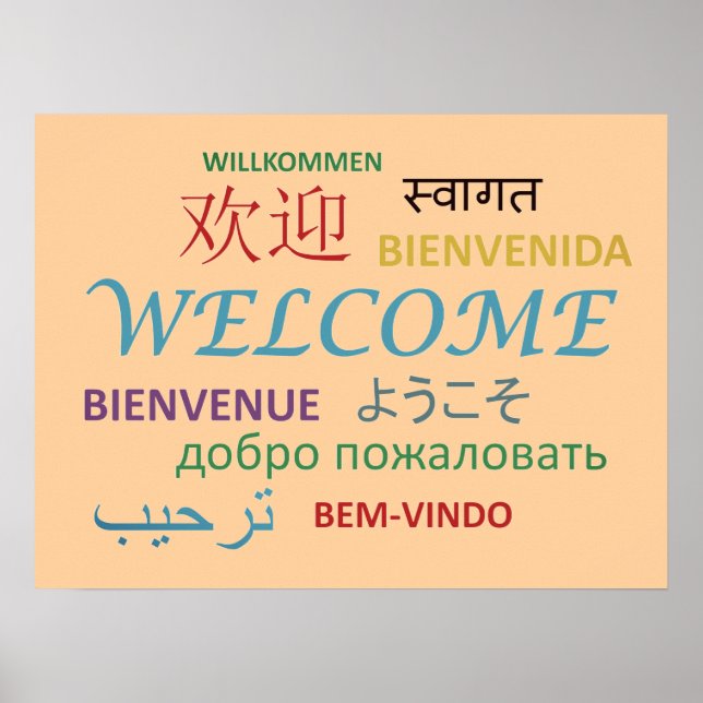 Poster Colorful Multiple Language Welcome (Devant)