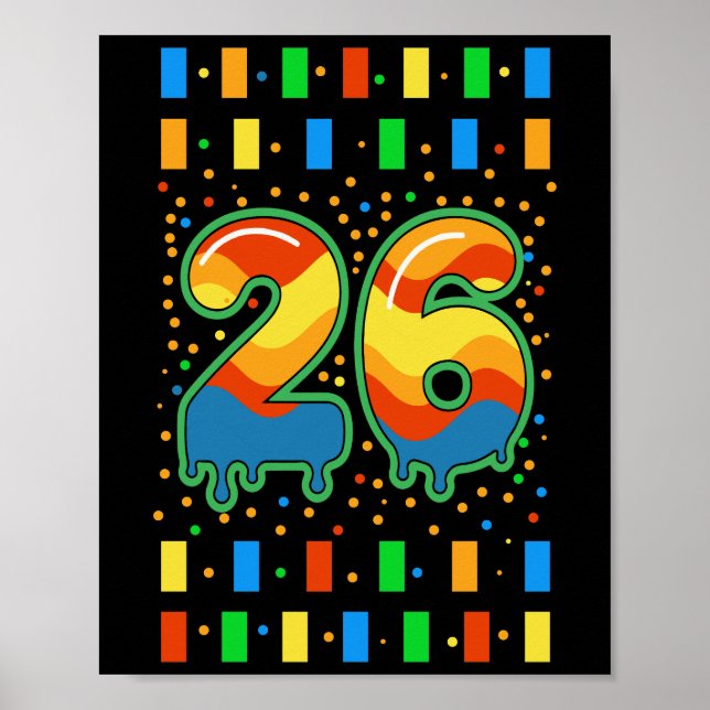 Poster Colorful Rainbow Drip Number 26  (Devant)