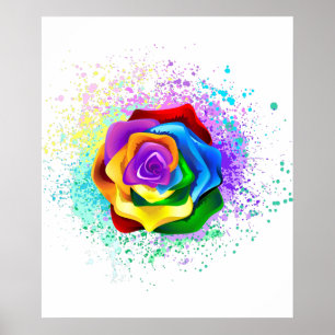 Poster Colorful Rainbow Rose