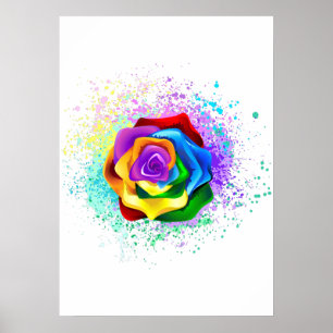 Poster Colorful Rainbow Rose