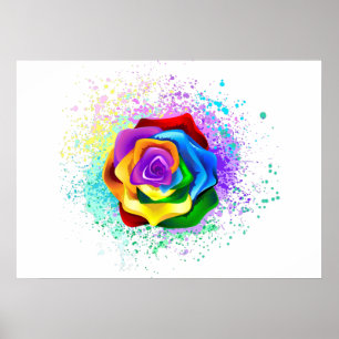 Poster Colorful Rainbow Rose
