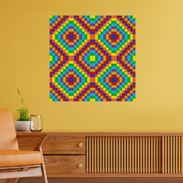 Poster Colorful Retro Optical Illusion Geometric Rainbow (Créateur téléchargé)