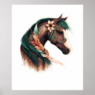 Poster Colorful western abstract horse art